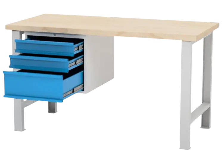 Dílenský pracovní stůl, ponk do dílny AXTOR E104. Ponk do dílny se 3 šuplíky.